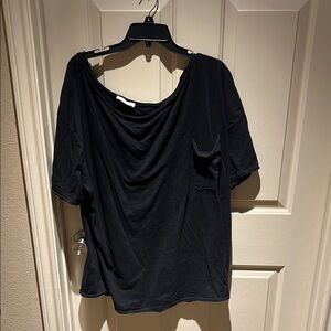 Wide neck oversized tee with pocket!